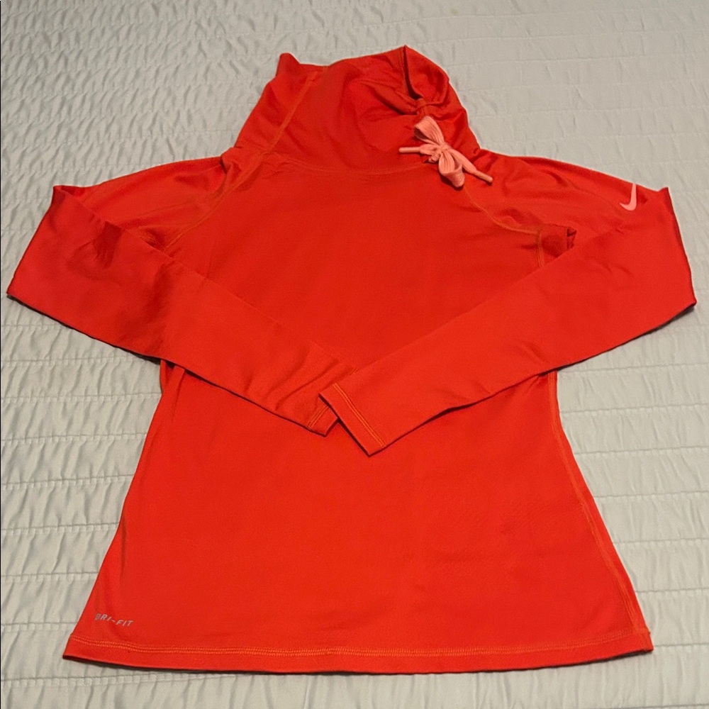 Nike Pro Dri-Fit long sleeve running top with ruched collar. Size Medium